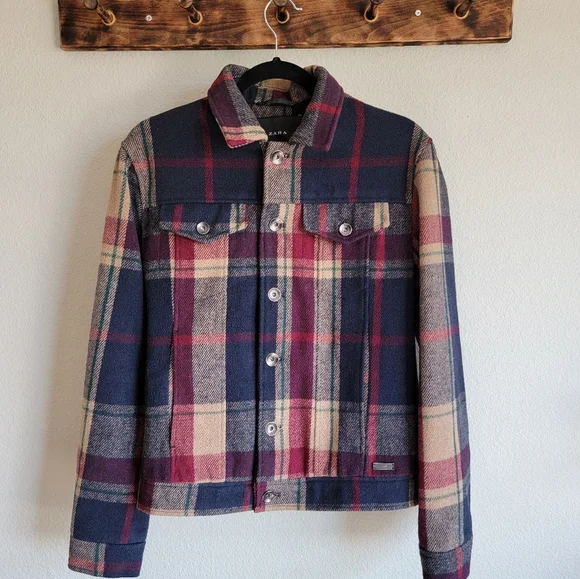 Zara Button Up Check Plaid Jacket - Picture 6 of 7
